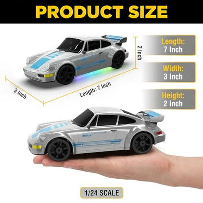 RC Drift Car 1:24 Remote Control Car 4WD 15KM/H High Speed Racing Sport Car with LED Lights RC Cars Toy for Kids Boys Girls Adults Gifts Birthday Christmas - color: Gray