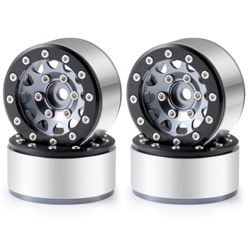 Aluminium 1.55" RC Beadlock Wheel Hub Rims for AXIAL UTB18 D90 TF2 CC01 AX90069 MST JIMNY 1/10 RC Crawler Trail Truck Car Upgrade Parts (Titanium) - color: Titanium