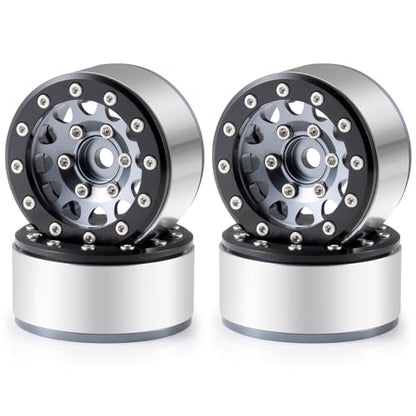 Aluminium 1.55" RC Beadlock Wheel Hub Rims for AXIAL UTB18 D90 TF2 CC01 AX90069 MST JIMNY 1/10 RC Crawler Trail Truck Car Upgrade Parts (Titanium) - color: Titanium