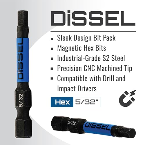 5/32 Hex Bit Set - SAE Magnetic 5/32 Allen Wrench, Durable S2 Steel Hex Driver for Bike, Furniture & RC Repairs (6pc). Impact Grade Allen Bits Designed for Precision and Durability. - size: 5/32", style: SAE