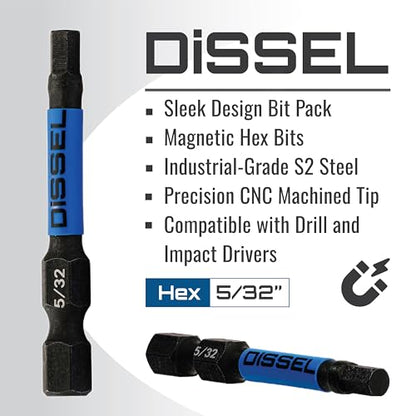 5/32 Hex Bit Set - SAE Magnetic 5/32 Allen Wrench, Durable S2 Steel Hex Driver for Bike, Furniture & RC Repairs (6pc). Impact Grade Allen Bits Designed for Precision and Durability. - size: 5/32", style: SAE