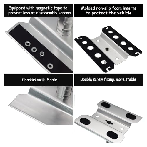 RC Car Stand RC Repair Stand 360 Degree Rotation Lift or Lower for Traxxas Arrma Redcat Axial RC4WD HSP Losi 1/8 1/10 1/12 1/16 Scale RC Crawler Car Truck Buggies (Silver) - color: Silver