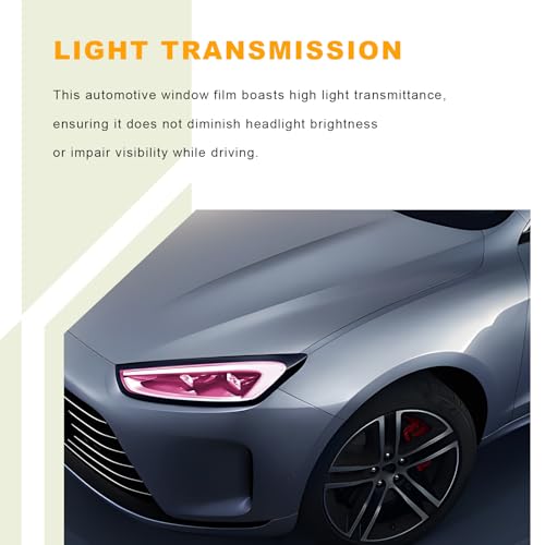 Car Headlight Vinyl Film, 48"×11.8" Self-Adhesive Car Headlight Tint Sticker with Squeegee & Cutter, Waterproof Wrap Film Roll for Vehicle Headlights Taillights Fog Lights (Pink) - color: Pink
