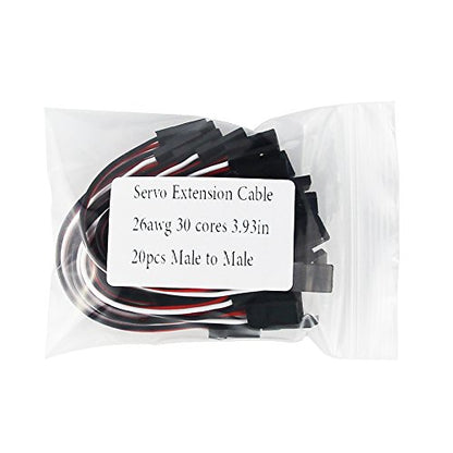 20pcs 3.93inch 10cm 100mm Servo Extension Lead Wire Cable Male to Male KK MK MWC 26awg Servo Wire