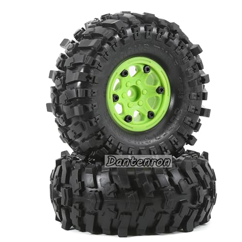 1.9 Rock Crawler Mud Tires and Plastic Wheels Rims OD 118mm 1/10 rc Rubber Grappler hubs Tyres with Foam for 1:10 Crawler Car Tamiya CC01 Traxxas TRX4 Axial SCX10 II RC4WD Gen8 4PCS (Green) - color: Green