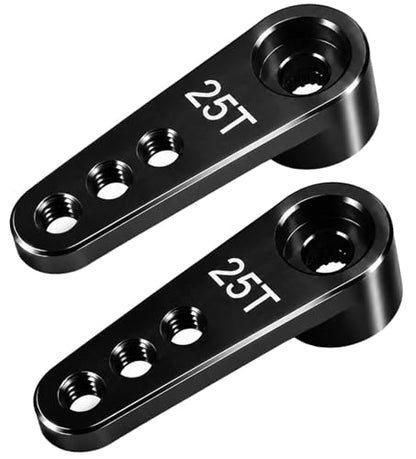 2PCS 25T Aluminum Servo Horn, 3-Hole RC Steering Arm for Futaba Savox MG995 | CNC Aluminum Servo Arm M3 Thread Adjustable Linkage 12mm 16mm 20mm Positions 1/8 1/10 RC Power HD MG996 Crawler Buggy Truck - color: Black
