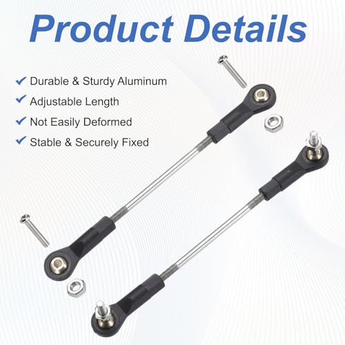 MECCANIXITY 4Pcs Adjustable Turnbuckles Camber Link, 84-94mm Turnbuckle Rod Steering Servo Linkage with M3 Ball Head Rod Ends for RC Car Replace Parts - size: 84-94mm