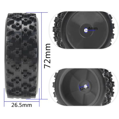 ShareGoo 72mm RC 1/10 On Road Rubber Tires & Wheel Rims 12mm Hex Compatible with Tamiya TT01 Kyosho Fazer Mk2 Traxxas 4Tec 2.0 HSP HPI 1/10 RC On Road Racing & Touring Car (Black) - color: Black