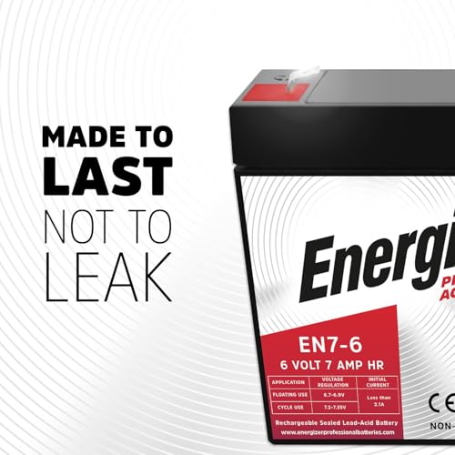 Energizer EN7-6, 6 Volt 7 Amp Hr, Long Lasting Sealed Lead Acid AGM Rechargeable Battery Ideal for Use in Emergency Illumination, Backup Power, Kids Ride On, and More