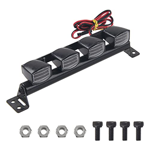RC LED Light Bar Roof LED Lamp Compatible with Traxxas TRX-4 SCX10 90046 D90 SCX10 II CC01 Redcat Gen7 1/10 RC Crawler Car Truck (4 Led Light) - style: 4Led Light