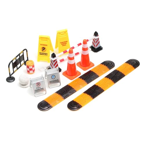 Mini Traffic Signs and Speed Bumps for 1/18 1/24 1/30 RC Cars | Miniature Plastic Road Cones, Parking Signs, Speed Bump,Garage Diorama, Scene Setup & Decoration,Simulated Traffic