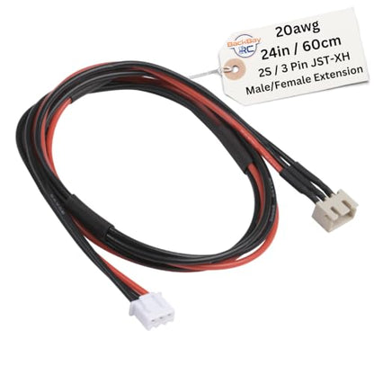 BackBayRC - 2S JST-XH Balance Extensions - 60cm 20awg (100 Strand) Wire - Flexible Silicone Insulation - 2.54mm / 0.1" Pin Spacing - style: 2S_60CM_JST-XH