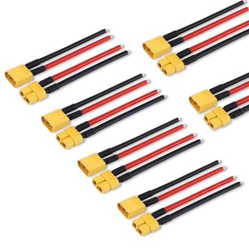 12 PCS XT60 Connector Plug Cable with 12AWG 100mm Silicone Wire, XT60 Connector Adapter, XT60 Male and Female Plug for RC Lipo Battery, Racing Drone, Cable, Car, Boat