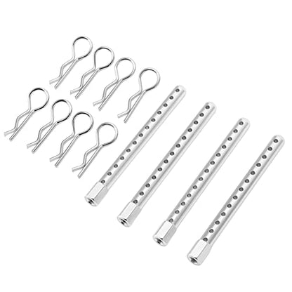 RC Body Post High Strength Aluminum Alloy RC Car Shell Column with Buckle for HSP 94102 94122 94103 94123 1/10 Scale RC Cars (Silver) - color: Silver