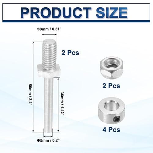MECCANIXITY 5/16 Inch Diameter x 2.2 Inch Length 2 Set Landing Gear Axle Shaft Drive Axle with Nuts for RC Airplane - size: 5/16x2.2 Inch