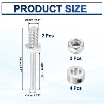 MECCANIXITY 5/16 Inch Diameter x 2.2 Inch Length 2 Set Landing Gear Axle Shaft Drive Axle with Nuts for RC Airplane - size: 5/16x2.2 Inch