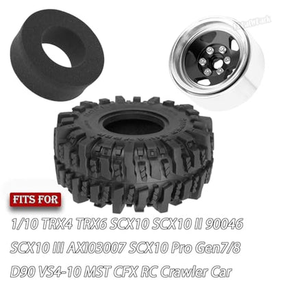 4PCS RC 1.9 in Wheel Tires for 1/10 TRX4 TRX6 SCX10 SCX10 II 90046 SCX10 III AXI03007 Gen7/8 D90 VS4-10 RC Crawler Car,BRCatWPark Alloy 1.9 Beadlock Wheel and Rubber Tires w/Sponge,Black - color: Black - (Tires)