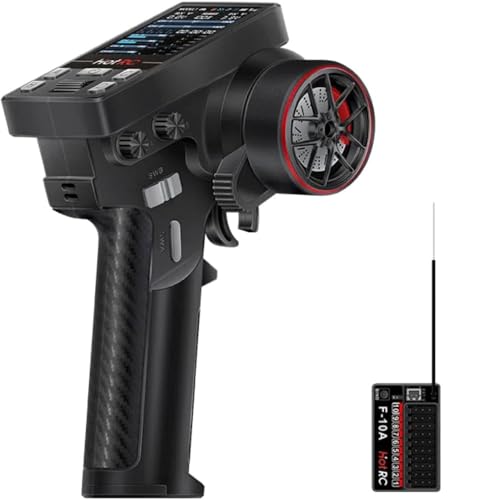 HotRC CT-10B 10 Channel Radio Transmitter and F-10A 2.4GHz 10CH PWM Receiver Screen Remote Control 2.4G 10 CH Rc Controller for Climbing Drift Vehicle RC Car Boat Tank