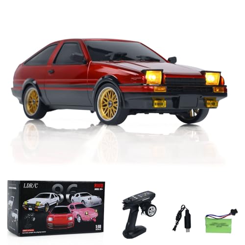1/18 RC Drift Racing Car Rwd LDRC LD1801 Wireless Control Vehicle Gyroscope Light System Motor Servo ESC - color: Red