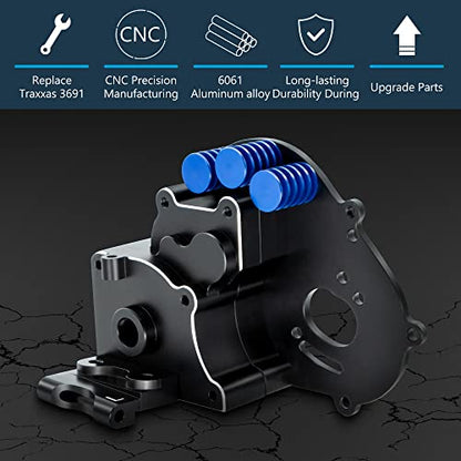 GLOBACT RC Transmission for 1/10 Slash/Stampede/Rustler 2WD, Replace 3691 | Including Aluminum Motor Plate and Arm Mounts