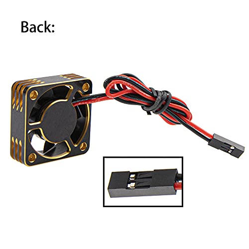 ShareGoo Alloy Brushless Motor ESC Cooling Fan Heatsink 28000RPM 30x30mm JST Plug for 1/8 1/10 1/12 RC Car 540 550 Brushless Motor,3010 (Black-Gold) - color: Black-Gold