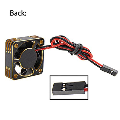 ShareGoo Alloy Brushless Motor ESC Cooling Fan Heatsink 28000RPM 30x30mm JST Plug for 1/8 1/10 1/12 RC Car 540 550 Brushless Motor,3010 (Black-Gold) - color: Black-Gold