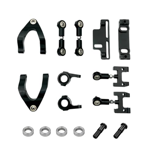 RC Vehicles Parts for WPL D12 D42 rc Car Spare Parts Upgrade Metal Steering Cup Upper Lower for Swing Arm for Seat Slider Turning Block(Black) - color: Black