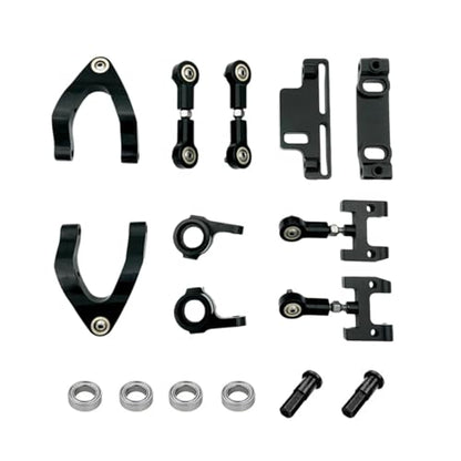 RC Vehicles Parts for WPL D12 D42 rc Car Spare Parts Upgrade Metal Steering Cup Upper Lower for Swing Arm for Seat Slider Turning Block(Black) - color: Black