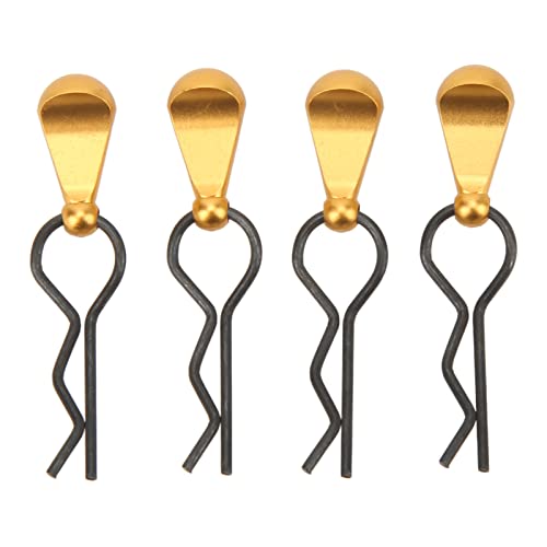 RC Body Clips R Pins Metal RC Car Body Clips Stainless Steel R , Aluminium Alloy Pull Tabs Car Assembly for 1/10 (Gold) - color: Gold