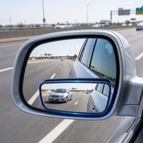 2 PCS Blind Spot Mirror, 3.7"x1.4" Rectangular Curved Wide Angle HD Anti-Glare Side Mirror Blindspot, Adjustable Bracket Car Mirror Accessories Universal for Cars Trucks SUVs Black