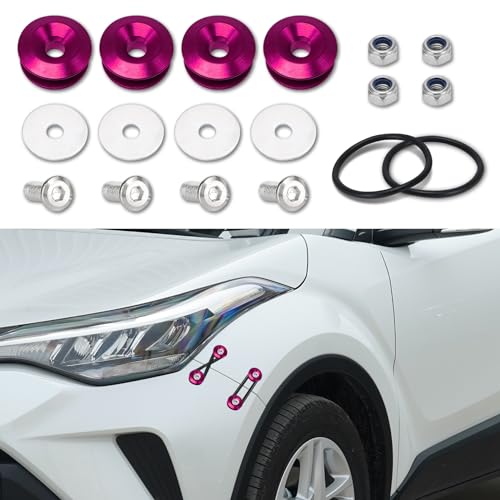 ASUBHA 4PCS Bumper Quick Release Kit, Bumper Fastener, Front Rear Bumper Holders with Stainless Steel Screws Kit, Universal Aluminum Bumper Clips for Front and Rear Bumpers, Trunks, Hatches, Hoods - color: Purple