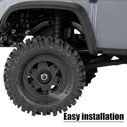 RC 1.0" Plastic Wheel hub and Tire for 1/18 TRX4M 1/24 Axial SCX24 FCX24 Scale RC Crawler Car.Crawler Tires Wheels,4PCS.(Black-C)