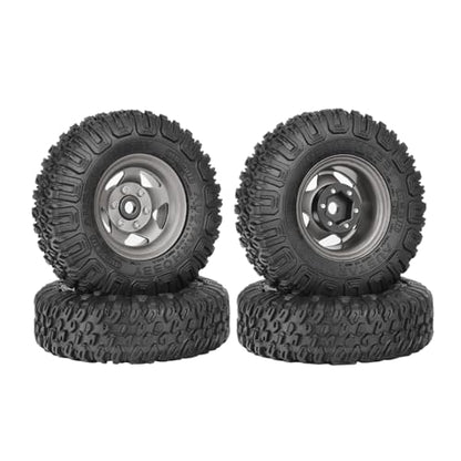 4PCS RC Car 1.55 Inch Tyres Aluminum Alloy Metal Beadlock Wheel Rim and Rubber Tires for 1/10 RC Crawler Car for Axial AX90069 D90 TF2 Tamiya CC01 LC70 MST JIMNY(85mm-5Spoke Gray) - color: 85mm-5Spoke Gray