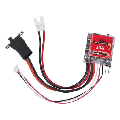 Zunate 30A Mini RC Brushed ESC with Brake for 1/32 1/18 /24 Scale Cars, Compatible with 2S Lipo NiMH Batteries and N20 N030 N050 N130 N180 Brushed Motors