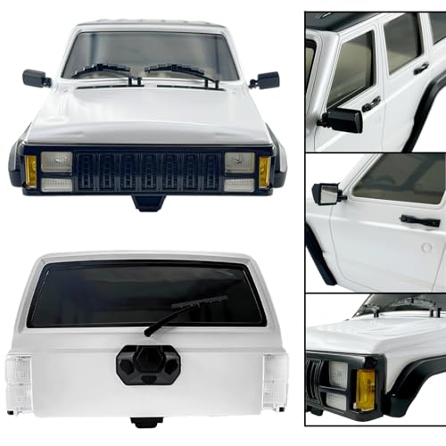 6.10in Wheelbase ABS Hardtop Cherokee Body for TRX4M Bronco Defender Chassis, 1/18 RC Crawler Body Shell with Front & Rear Bumpers (White) - color: White