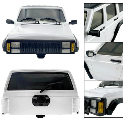 6.10in Wheelbase ABS Hardtop Cherokee Body for TRX4M Bronco Defender Chassis, 1/18 RC Crawler Body Shell with Front & Rear Bumpers (White) - color: White