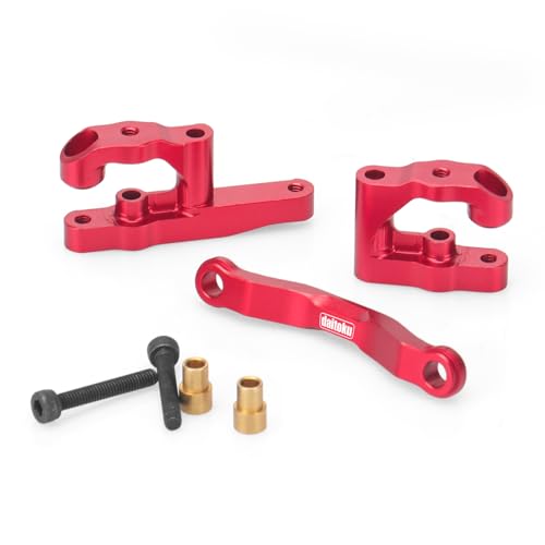 daitoku RC Steering Set Aluminum Upgrade Parts Steering Assembly for 1/18 Arrma Granite Typhon GROM 1/16 Mojave GROM 1/12 Losi Nascar RC Car (Red) - color: Red