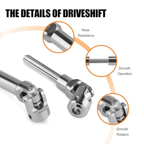 2pcs Aluminium Universal Drive Shaft Upgrades Accessories for 1/10 RC Crawler SCX10 II Wraith TRX4 TRX6 Silver Axial Constant Velocity Drive Upgrades Parts (84-102mm)