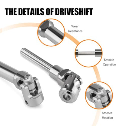 2pcs Aluminium Universal Drive Shaft Upgrades Accessories for 1/10 RC Crawler SCX10 II Wraith TRX4 TRX6 Silver Axial Constant Velocity Drive Upgrades Parts (84-102mm)