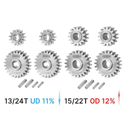INJORA Steel Overdrive & Underdrive Portal Gears for 1/18 Redcat Ascent-18 - size: 15/22T+13/24T