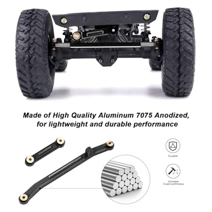 Hobbypark Aluminum Steering Rod Tie Links High-Tightening Linkage for Axial SCX24 Gladiator Bronco C10 JLU Deadbolt B17 1/24 RC Crawler (Black) - color: Black