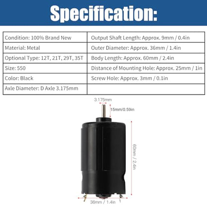 RC Motor, Low Noise Brushed 550 Motor 35T for Off Road Crawlers Hobbyists Enthusiasts