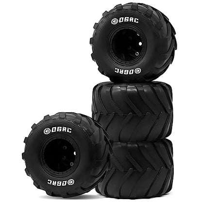 OGRC 1.0" Monster Truck Wheel Tires for SCX24 1/24 RC Crawler Car, 70*49mm | Monster Truck Wheel Rim Tires, M1 Compound, for FMS FCX24 SCX24 B17 Axial 1/24 RC Crawler, Black - color: Black