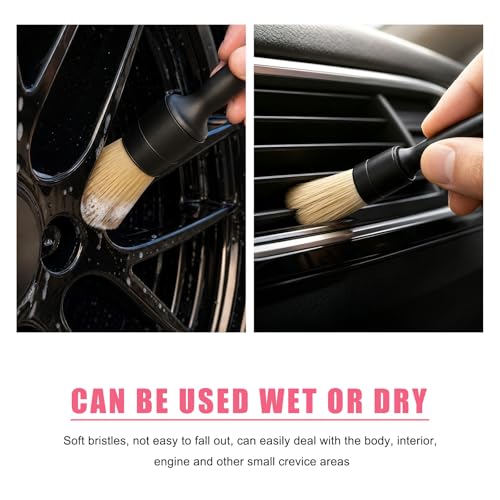 6 PCS Car Detailing Brush Set, Ultra Soft Bristles Auto Cleaning Brush Kit, Scratch-Free Exterior Interior Detailing Brushes for Wheels Air Vents Leather Seats, Car Accessories
