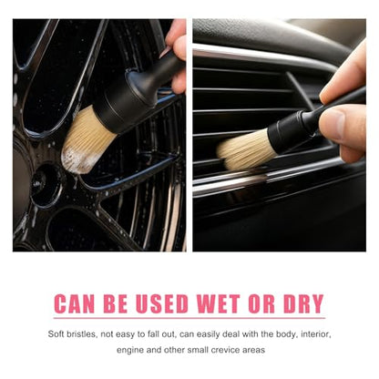 6 PCS Car Detailing Brush Set, Ultra Soft Bristles Auto Cleaning Brush Kit, Scratch-Free Exterior Interior Detailing Brushes for Wheels Air Vents Leather Seats, Car Accessories