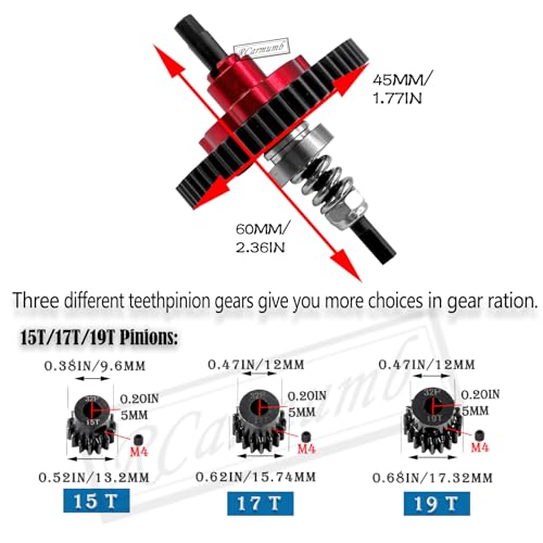 RC 54T Slipper Clutch Upgrades Part for Slash Stampede Rustler 4X4(VXL),Metal 54T Spur Gear with Pinions Gears Set(15T 17T 19T),Slipper Clutch Eliminator Hops up,#6878,Red - color: Red(54t)
