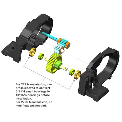 MEUS RACING Transmission Case Gearbox Housing for 272 272RTraxxas VXL 2WD Slash Bandit Rustler Stampede Drag Slash C10 Mustang 5.0 F-150 Raptor (Black) - color: Black