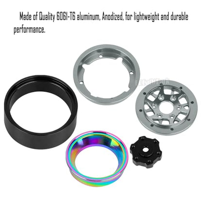 RC 1.3 Beadlock Wheel Rims for 1/18 TRX4M 1/24 SCX24 RC Crawler Car,Aluminum Alloy Beadlock Wheel Rim Hub,4Pcs RC Off Road Buggy Rally Truck Car Wheels Rims,Titanium - color: Titanium - (1.3 Beadlock Rims)