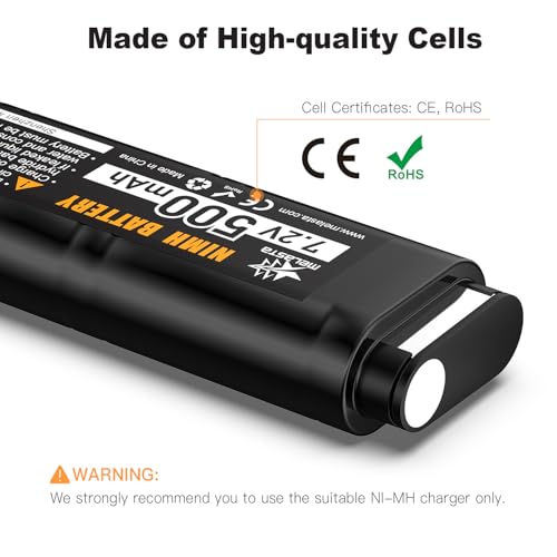 melasta 7.2V 500mAh Ni-MH Airsoft Battery, Replacement for CYMA AEP Airsoft | Compatible with CYMA CM030, CM121, CM122, CM123, CM125, CM126, CM127, Marui 18C, P8, AEG M81, M84 and TM AEP airsoft guns