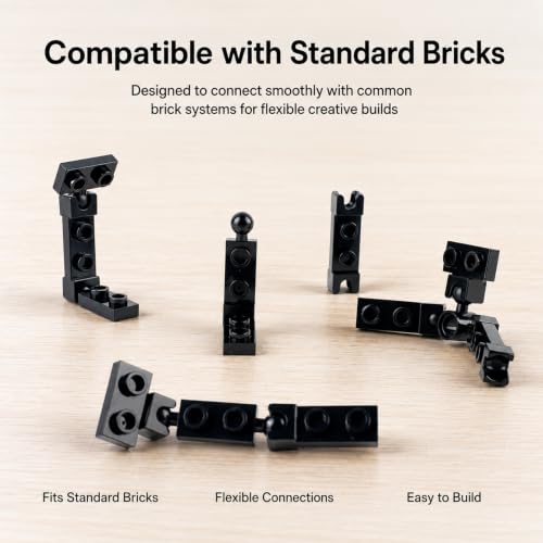 Ball Joints Socket Plate Connector - 250pcs Building Block Bulk Parts and Pieces, Pins Towball Bricks Accessories Sets Black - color: Black